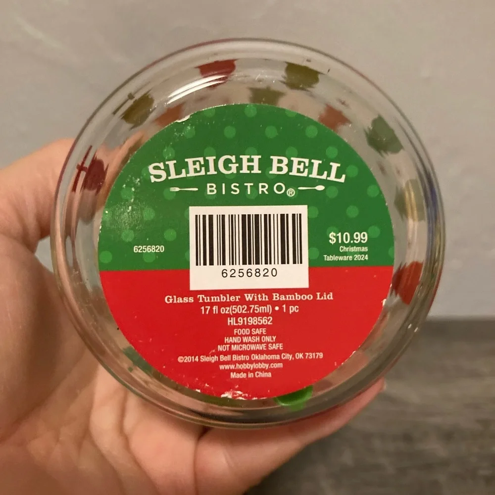 Sleigh Bell Bistro Christmas Tree Glass Tumbler - Picture 3 of 3